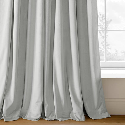 HPD Half Price Drapes – Rideaux occultants thermiques Signature en velours pour salon, 305 cm de long (1 panneau), rideaux isolants occultants à passe-tringle pour chambre, 127 cm (l) x 305 cm (L), gris Reflet