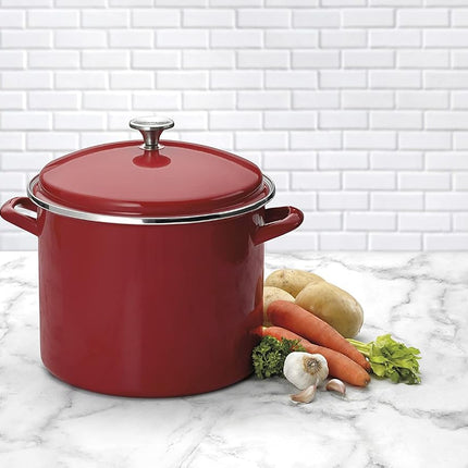 CUISINART Chef's Classic Enamel on Steel Stockpot with Cover-Red-12-Quart - EOS126-28R