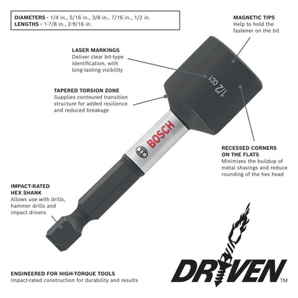 BOSCH SDMSD45 Juego de 45 piezas de destornilladores de impacto con estuche personalizado