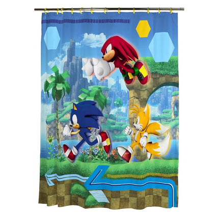 Franco Sonic Anime 13 Piece Shower Curtain and Ring Set, (100% Officially Licensed Product)