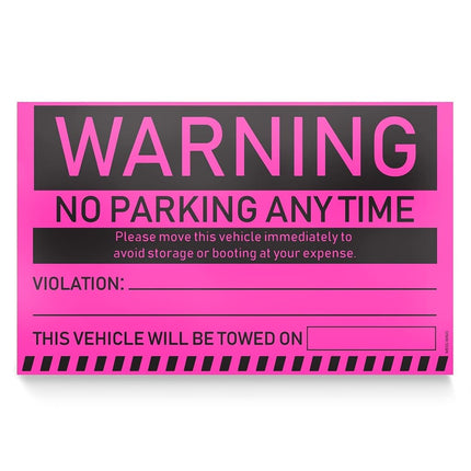 100 MESS Parking Violation Stickers Hard to Remove - Pink Tow Warnings - No Parking Stickers - Bad Parking Stickers - Super Sticky Warning Stickers for Towing Parked Cars 8x5 in, Pink