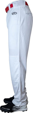 Rawlings Men's Launch Series Baseball Pant | Full Length Semi-Relaxed Fit | Adult Sizes | Solid Color Options White, XXL