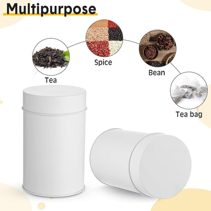 Zopeal 10 Pack Metal Tea Tin Canisters, Loose Leaf Tea Storage, White