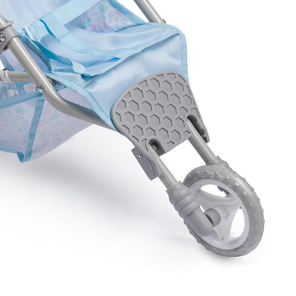 JC Toys | Berenguer Boutique |3 Wheeled Folding Doll Jogger Stroller | Blue | Ages 3+