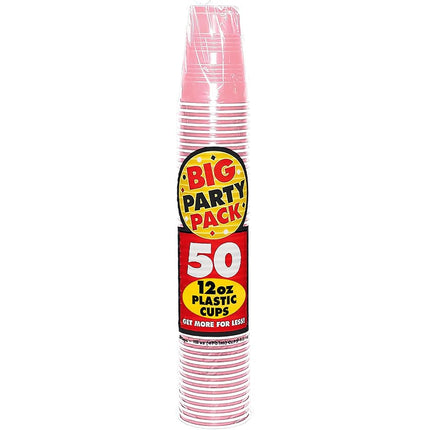 Amscan Table Needs, Big Pack Plastic Cups, Party Supplies, New Pink, 12 Oz 50Ct