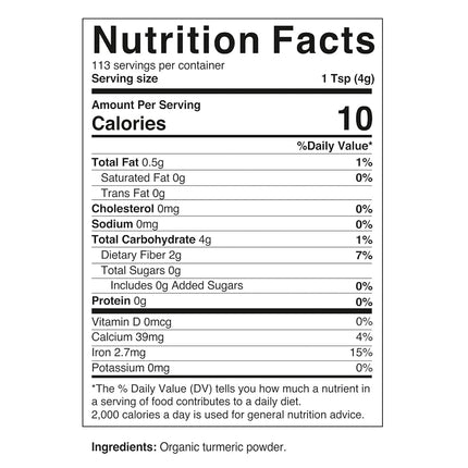 Vitamatic Certified USDA Organic Turmeric Powder 1 Pound (454 Grams)