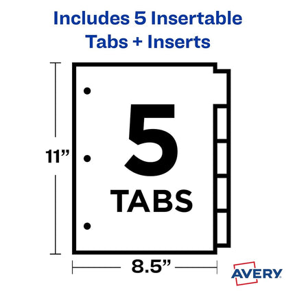 Avery Big Tab Insertable Plastic Dividers, 5 Multicolor Tabs, Case Pack of 24 (5007278211900)