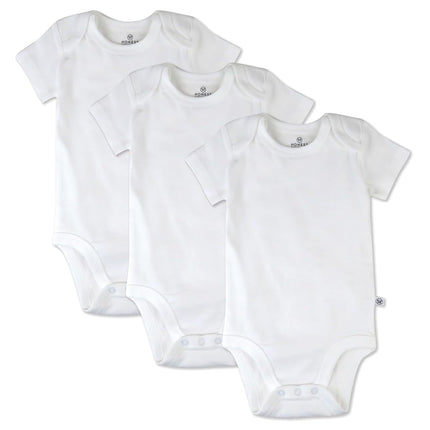 HonestBaby 3-pack Short Sleeve Bodysuits One-piece 100% Organic Cotton for Infant Baby Boys, Girls, Unisex, Honestly Pure White, 24 Months