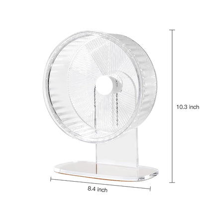 Roue d'exercice super silencieuse pour hamster : Roues de course pour hamster Silent Spin Toys avec support réglable en hauteur pour hamsters, gerbilles, souris ou autres petits animaux - 21,6 cm Transparent