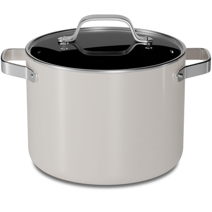 Cream 5 Quart Aluminum Stock Pot with Lid, Nonstic