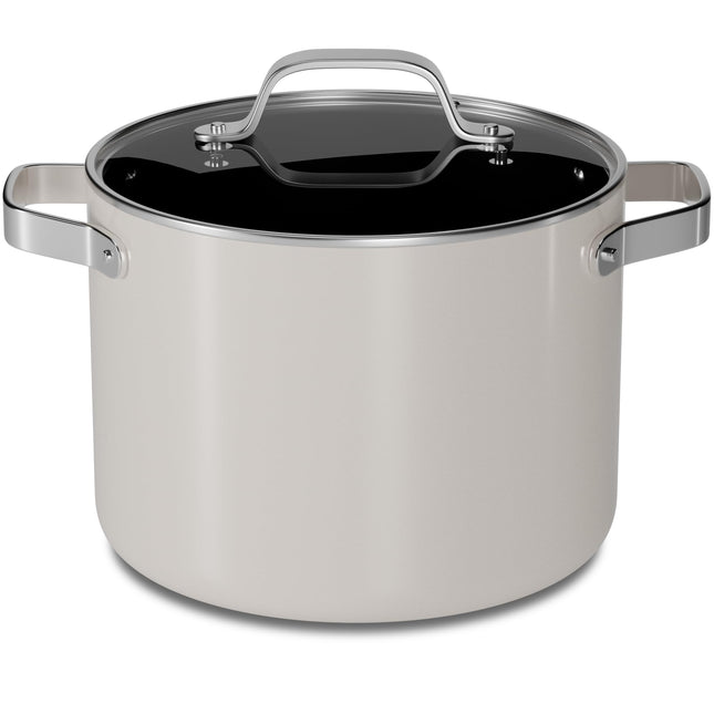 Cream 5 Quart Aluminum Stock Pot with Lid, Nonstic