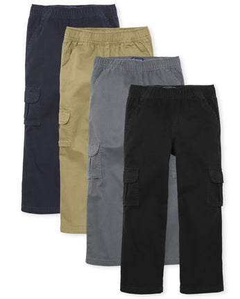 The Children's Place Boys' Pull on Cargo Pants, Bl