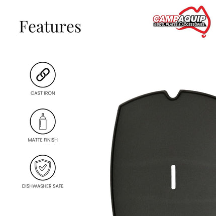 CAMPAQUIP Cast Iron Griddle | Fits Weber Baby Q Series | Q100 | Q120 | Q1000 | Q1200 | Grill Cooking or Hot Plate for BBQ | Non-Stick | NOT for N Series