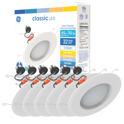 GE LED Recessed Downlight Fixture, RS6 Indoor Floo