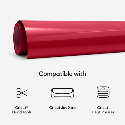 Cricut Joy Xtra Smart HTV Heat Transfer Vinyl | 0.6 m | Red | Iron-On HTV Vinyl for Fabric, Ideal for Custom T-Shirts, Bags & DIY Projects
