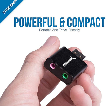 Sabrent Aluminum USB External Stereo Sound Adapter for Windows and Mac. Plug and play No drivers Needed [Black] (AU-EMCB)