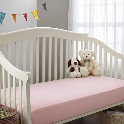 American Baby Company 100% Cotton Jersey Knit Fitted Crib Sheet for Standard Crib and Toddler Mattresses, Pink, for Girls
