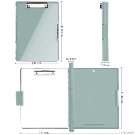 Clipboard with Storage,Heavy Duty Clip Boards 8.5x11 with 2 Storage Case,Clear Visible Top Panel Storage Clipboards,Side Open Clip Boards,Nursing Clipboard Folder Case for Office Supplies-Dark Green