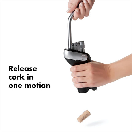 OXO SteeL Vertical Lever Corkscrew with Removable Foil Cutter, Silver, 18.7 x 18.7 x 6.1 cm 11147600UK