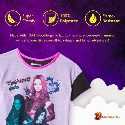 Disney Girls' Descendants Pjs Pajama Set, WICKEDLY Cool 2, 14