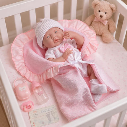 JC Toys 18780 La Newborn Soft Body Boutique Baby Doll, 15.5-Inch, Pink