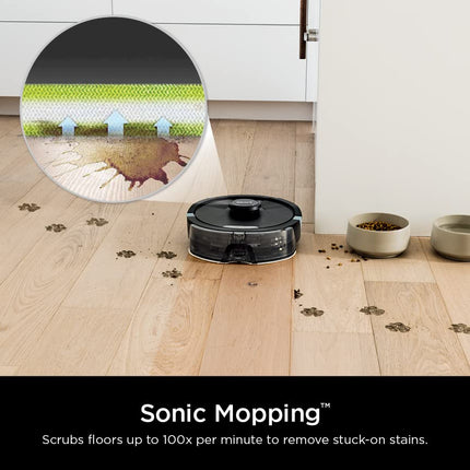 SHARK RV2620WD AI Ultra Robot Aspiradora y Trapeadora con Navegación Matrix Clean, Tecnología CleanEdge, Perfecta para Pelo de Mascotas, Alfombras, Suelos Duros, Compatible con Alexa, Negro/Moca