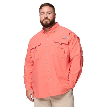Columbia Men's PFG Bahama II Long Sleeve Shirt, Melonade, XS