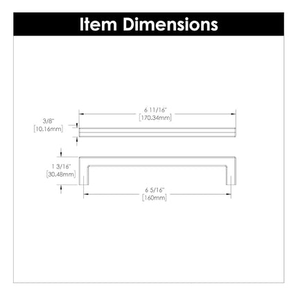 Hickory Hardware Solid Core Kitchen Cabinet Pulls, Luxury Cabinet Handles, Hardware for Doors & Dresser Drawers, 6-5/16 Inch (160mm) Hole Center, Brushed Golden Brass, Skylight Collection(Pack of 1)