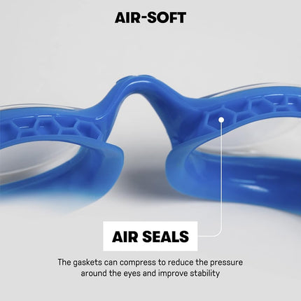 arena Air-Soft Unisex Adult Swimming Goggles, Swimming Goggles with Wide Lenses, with Anti-Fog Treatment and UV Protection, Self-Adjusting Nose Bridge, Air Seals