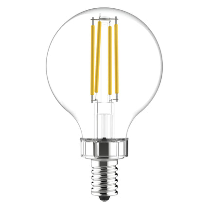 GE Relax LED Light Bulbs, 40 Watt, Soft White, G16.5 Globe Bulbs, Clear, Small Base (2 Pack)