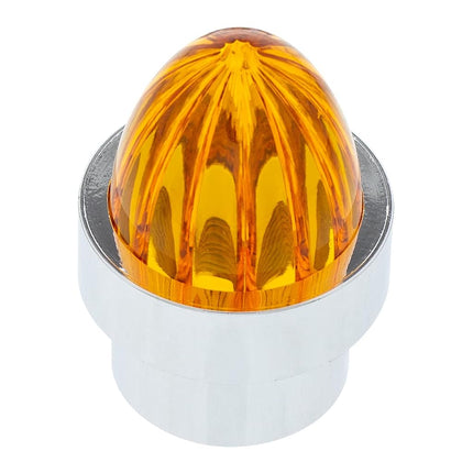 United Pacific 86069 Chrome Top Base with Plastic Watermelon Lens - Amber, 2 Pack