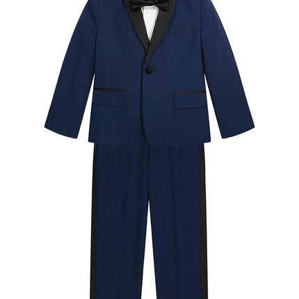 Nautica Boys' 4-Piece Tuxedo Set with Dress Shirt, Bow Tie, Jacket, and Pants, Blue Tuxedo, 4