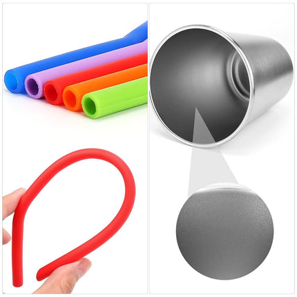 5Pack Kids Cups with Straws and Lids Spill Proof, 12oz Toddler Straw Cups with Colorful Silicone Sleeves, Unbreakable Stainless Steel Water Tumblers for Cold & Hot Drinks