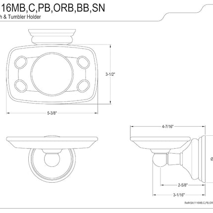 Kingston Brass BA1116C Soporte victoriano para cepillo de dientes y vaso, cromo pulido