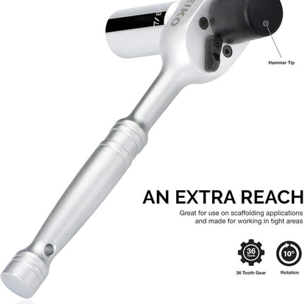 Neiko 03029A 1/2 Drive Scaffold Ratchet Wrench Chrome Vanadium Steel | 7/8-Inch Deep Socket