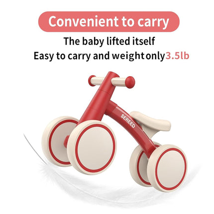 SEREED Baby Balance Bike for 1 Year Old Boys Girls 12-24 Months Toddler Balance Bike, 4 Wheels Toddler First Bike, First Birthday Gifts (Red)