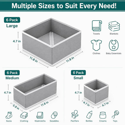 RFAQK 18 Pack Drawer Organiser-Wardrobe Clothes Organiser for Underwear, Socks, Bras, Ties– Closet & Wardrobe Storage draw organiser-Foldable drawer dividers for Bedroom & Nursery Essentials