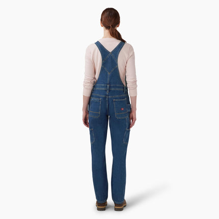 Dickies Women's Double Front Bib Overalls, Dark Stonewashed Denim, XL