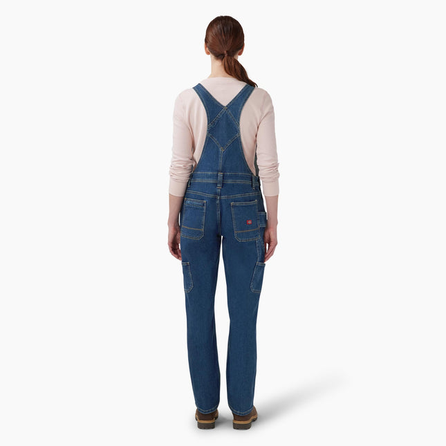 Dickies Women's Double Front Bib Overalls, Dark Stonewashed Denim, XL
