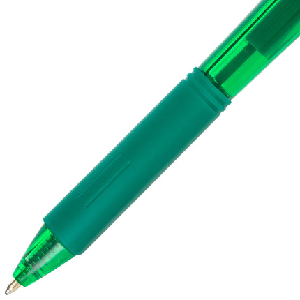 Pentel BK440 Retractable Ballpoint Pen and Ergonomic Triangular Grip Zone Pack of 12 Green