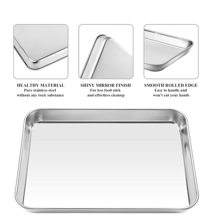 Deedro Stainless Steel Baking Sheet & Cooling Rack Set, 2 Sheets + 2 Racks, 10.43 x 8.07 Inch, Heavy Duty, Non-toxic, Dishwasher Safe