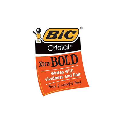 Bic MSB11-BK Cristal Ballpoint Stick Pen, Black Ink, Bold, Dozen