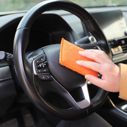 SPTA Car Interior Scrubbing Sponge, 8Pcs Microfiber Car Wax Applicator, Car Wash Sponges for Car, Boat, Wood, Marble and Motorcycle, 6in x 3.3in x 0.8in, Orange