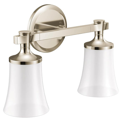 Moen YB0362NL Flara Réglette de salle de bain à 2 lumières avec verre dépoli, nickel poli