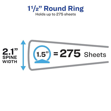 Avery Flexi-View 3 Ring Binder, 1.5 Inch Round Rings, 1 Black Binder (17637)