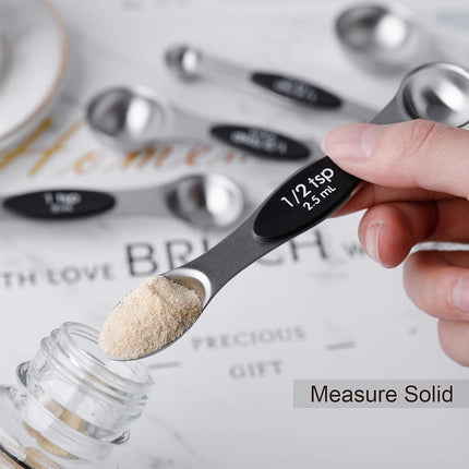 Magnetic Measuring Spoons Stainless Stee with Leveler Double Sided Teaspoons for Measurements Dry and Liquid Ingredients Set of 8 Measuring Spoons Set 7