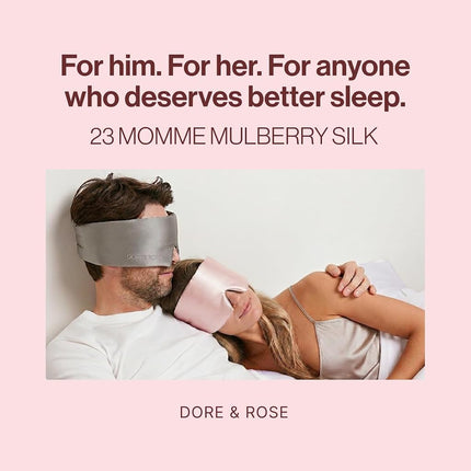 Dore & Rose Deep Sleep Mask for Women and Men - 23 Momme Mulberry Silk Eye Mask for Sleeping and Travel, 100% Blackout, Adjustable Strap, Cooling Soft Black Silk Eyemask Award-Winning Luxury