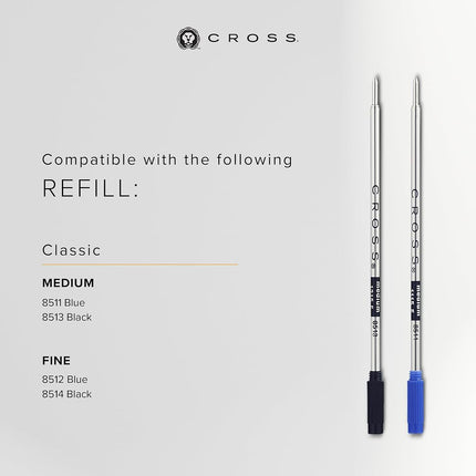 CROSS Calais Ballpoint Pen in Chrome and Blue Lacquer incl. Premium Gift Box – Refillable Medium Ballpen