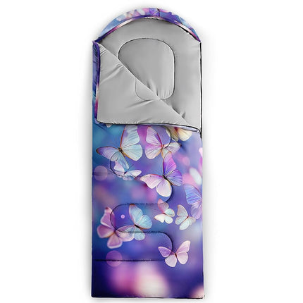 QOOMO Color Butterfly Waterproof Sleeping Bags for Adults & Kids,Printed Camping Sleeping Bags, 3 Season Warm & Cool Weather,Lightweight,Traveling,and Outdoors,Camping Gear Equipment,31x90inch