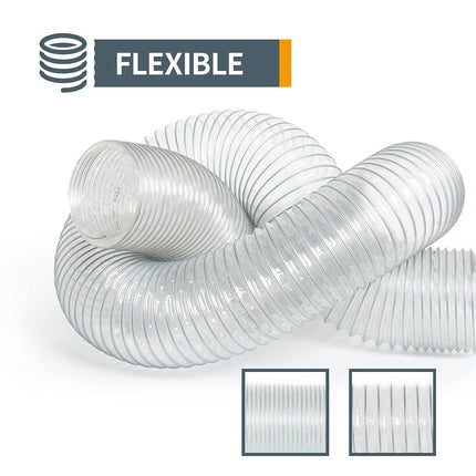 Manguera de recolección de polvo flexible de PVC antiestática de alta resistencia POWERTEC 70160, 4 pulgadas x 10 pies